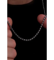 Erkek Gümüş Kolye - 3mm Pullu Arnavut Zinciri Gümüş Kolye