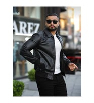 ERKEK POLO YAKALI MEVSİMLİK ASTARLI SÜET CEKET (Siyah Deri)