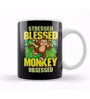 Cute & Funny Cute Stressed Blessed Monkey Obsessed Kupa Bardak Porselen