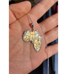925 Ayar Gümüş Afrika Haritası Kolye
