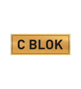 C BLOK YAZILI GOLD METAL LEVHA 20 X 7 CM