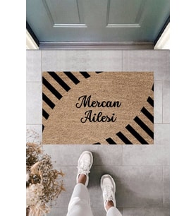Dormot Modern Baskı - Zebra Kişisel - Karşılama Kapı Önü Paspası (Bej)