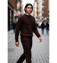 Unisex Casual Regular Fit Bisiklet Yaka Saç Örgü Desenli Kalın Triko Kazak Kış Kombinleri İçin İdeal