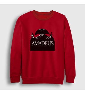 Presmono Unisex Kırmızı Poster Amadeus Mozart Sweatshirt 477148tt (Kırmızı)