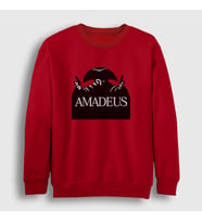 Presmono Unisex Kırmızı Poster Amadeus Mozart Sweatshirt 477148tt (Kırmızı)