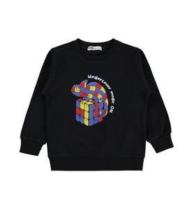Civil Boys Zeka Küpü iguana Baskılı 2-5 Yaş Sweatshirt - Siyah