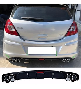 Opel Corsa D Siyah Difüzör 4 Krom Egzoz Görünümlü Difizör Arka Ek Body Kit