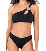 Endeep Kadın Cut Out Detaylı Dokulu Siyah Bikini Takımı