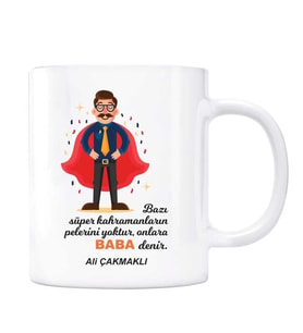 Babam Kişiye Özel İsimli Kupa Bardak - Süper Kahraman