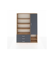 Arges Gardrop 9 Raflı 3 Çekmeceli Tek Kapaklı  132x30x195 Çam-Antrasit