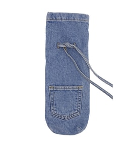 Büzgülü Mavi Denim Cepli Şişe Çantası 35 x 13 Cm