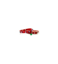 Cattie Gerçek Deriden El Yapımı Boncuklu Kedi Boyun Tasması 1x21-25cm - Red