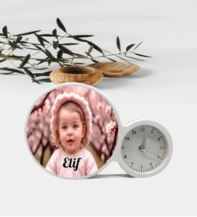 Fotoğraflı İsimli Saatli Sihirli Ayna Büyük Boy Kişiye Özel