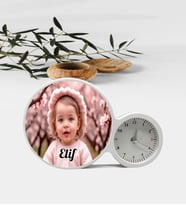 Fotoğraflı İsimli Saatli Sihirli Ayna Büyük Boy Kişiye Özel