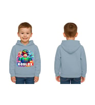 Unisex roblox Baskılı Çocuk Swaetshirt  Baskılı Kapüşonlu 3 İplik Şardonlu (Mavi)