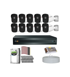 RİVO Dcam 10 Kameralı 40 Metre Gece Görüşlü Set 1TB 7/24 Hdd