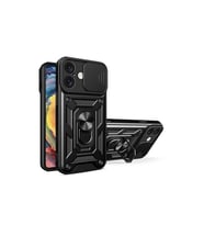 Apple İphone 16 Kılıf Pars Lens Yüzüklü Silikon - Siyah