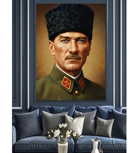 Türkiye Cumhuriyeti Kurucusu Atatürk Dekoratif Kanvas - Mdf Ahşap Tablo