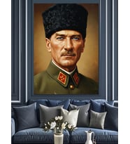 Türkiye Cumhuriyeti Kurucusu Atatürk Dekoratif Kanvas - Mdf Ahşap Tablo