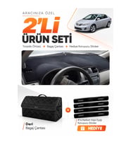 e-biz TOYOTA COROLLA E140 (2006-2012) Uyumlu Torpido Örtüsü + Deri Bagaj Çantası - Siyah - TO015