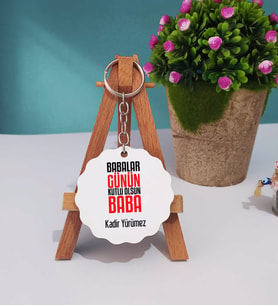 Babalar Günü Hediyesi -2- Ahşap Anahtarlık