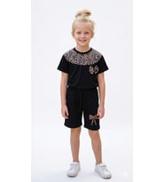 Kız Çocuk Leopar Detaylı Şortlu Takım – 6557