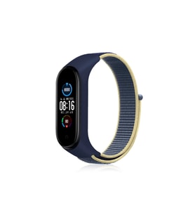 Mi Band 4 Hasırlı Cırtcırtlı Kordon - Sarı-Lacivert