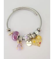 Pandora Model Kalp Ve Boncuk Charm Çelik Bileklik