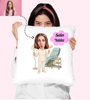 Güzellik Uzmanı Karikatürlü Kişiye Özel Yastık