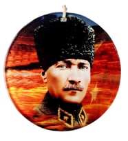 Kalpaklı Atatürk 15 Santimetre Füzyon Cam Duvar Süsü