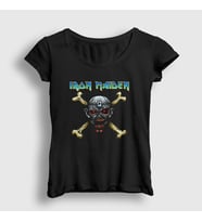 Presmono Kadın Siyah Skull Iron Maiden T-Shirt 87038tt