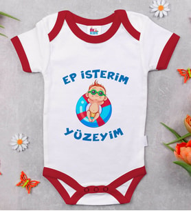 BK Kids Ep İsterim Tasarımlı Kırmızı Bebek Body Zıbın-4