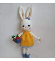 Sepetli Şirin Tavşan Uyku Arkadaşı Amigurumi Organik Oyuncak