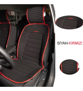 Tata İndigo Space Bumerang Oto Koltuk Minder 2 li Set Ön Takım Siyah Renk Kırmızı Şeritli