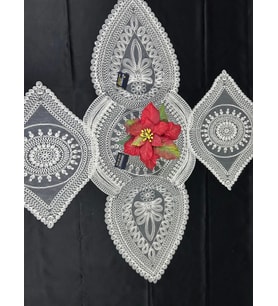 NİVEMESHOME BEYAZ ÖRME TAKIM 3 PARÇA SUNUMLUK SETİ (RUNNER + SUPLA 2 ADET)