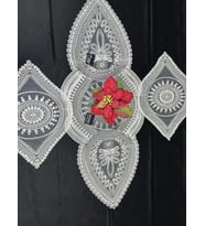 NİVEMESHOME BEYAZ ÖRME TAKIM 3 PARÇA SUNUMLUK SETİ (RUNNER + SUPLA 2 ADET)