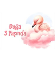 Pembe Sevimli Kuğu Temalı Doğum Günü Afişi 35X50 cm