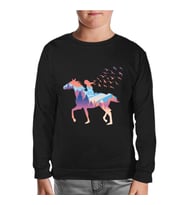 A Girl Free as Horses and Birds Siyah Çocuk Sweatshirt