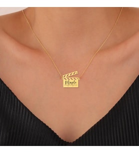 Kişiye Özel 925 Ayar Gümüş Şık Klaket Model İsim Kolye (Gold)