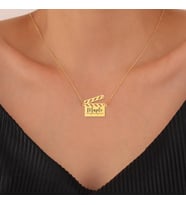 Kişiye Özel 925 Ayar Gümüş Şık Klaket Model İsim Kolye (Gold)