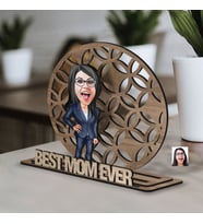 BK Gift Kişiye Özel 3 Katmanlı Anne Karikatürlü Ahşap Biblo-14 Anneye Hediye, Anneler Günü Hediyeleri
