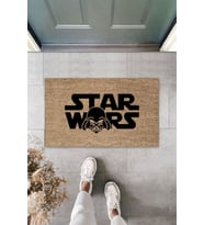 Dormot Modern Dijital Baskı - Kahverengi Star Wars Paspas- Kapı Önü Paspası (Bej)