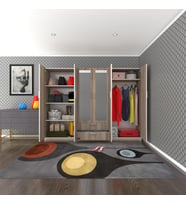 Kenzlife gardırop 6 kapılı çekmeceli begonvil240 crd aynalı kapaklı gardolap dolap (Karışık)