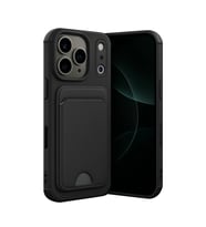 iPhone 17 Pro Uyumlu Kartvizitli Kartlıklı Darbe Korumalı Silikon Kılıf – Siyah