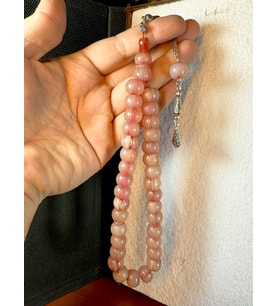 SIKMA ÇUBUK KEHRİBAR TESBİH KÜRE KESİM AÇIK PEMBE T-172