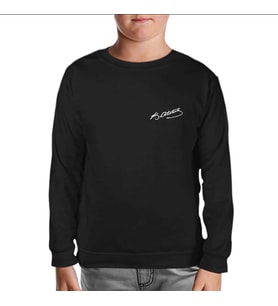 Atatürk İmza - Göğüs Logo Siyah Çocuk Sweatshirt