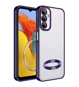 coverzone Galaxy M14 ile uyumlu K?l?f Kamera Korumal? Logo G�steren Omega Kapak Derin Mor