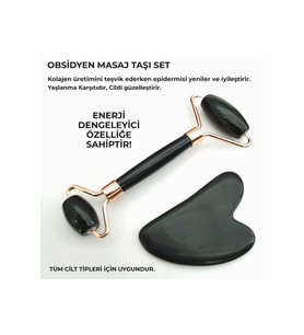 Doğal Obsidyen Masaj Taşı ve Gua Sha Seti, Sağlıklı Cilt Bakımı