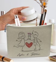 BK Gift Kişiye Özel Keten Makyaj Çantası, Sevgiliye Hediye, Arkadaşa Hediye, Sevgililer Günü Hediyesi, Doğum Günü Hediyesi-7