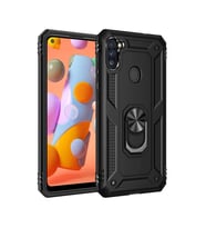 Samsung Galaxy A11 Kılıf Sofya Yüzüklü Silikon Kapak - Siyah